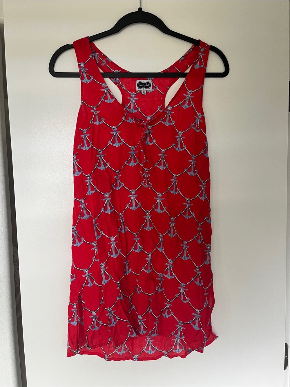 Red Anchor-Print Sleeveless Tunic / mini dress